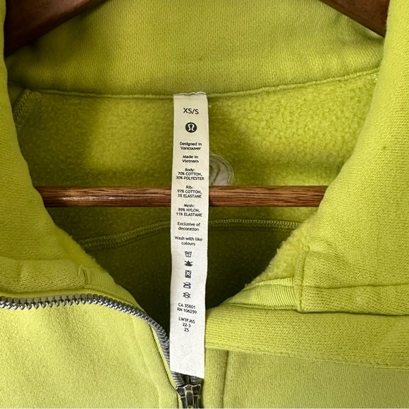 XS/S Lime Green Lululemon Oversized Scuba Half-Zip Hoodie - Picture 4 of 6